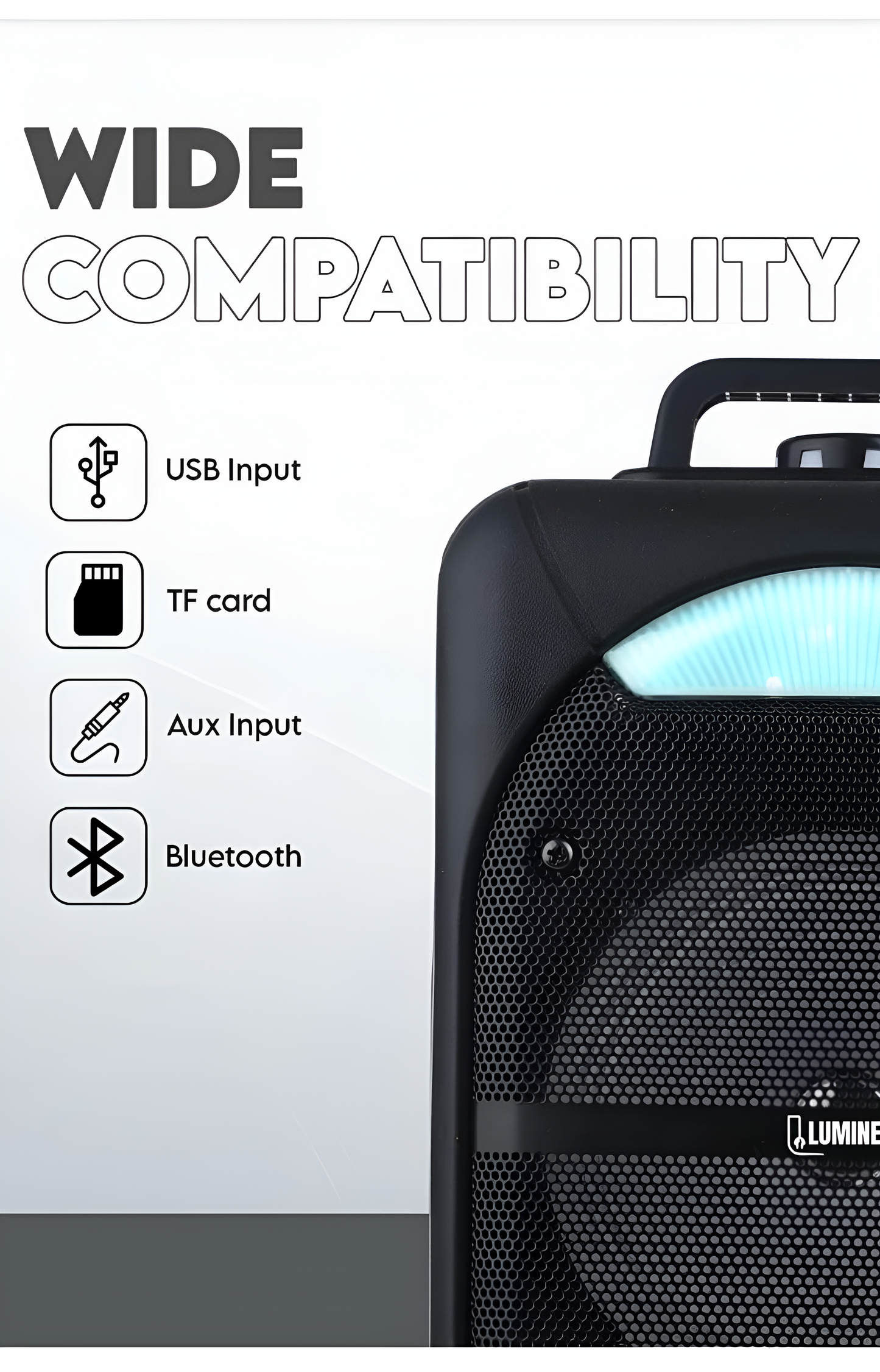LUMINEER 8" Portable Party Speaker with Mic & RGB Lights