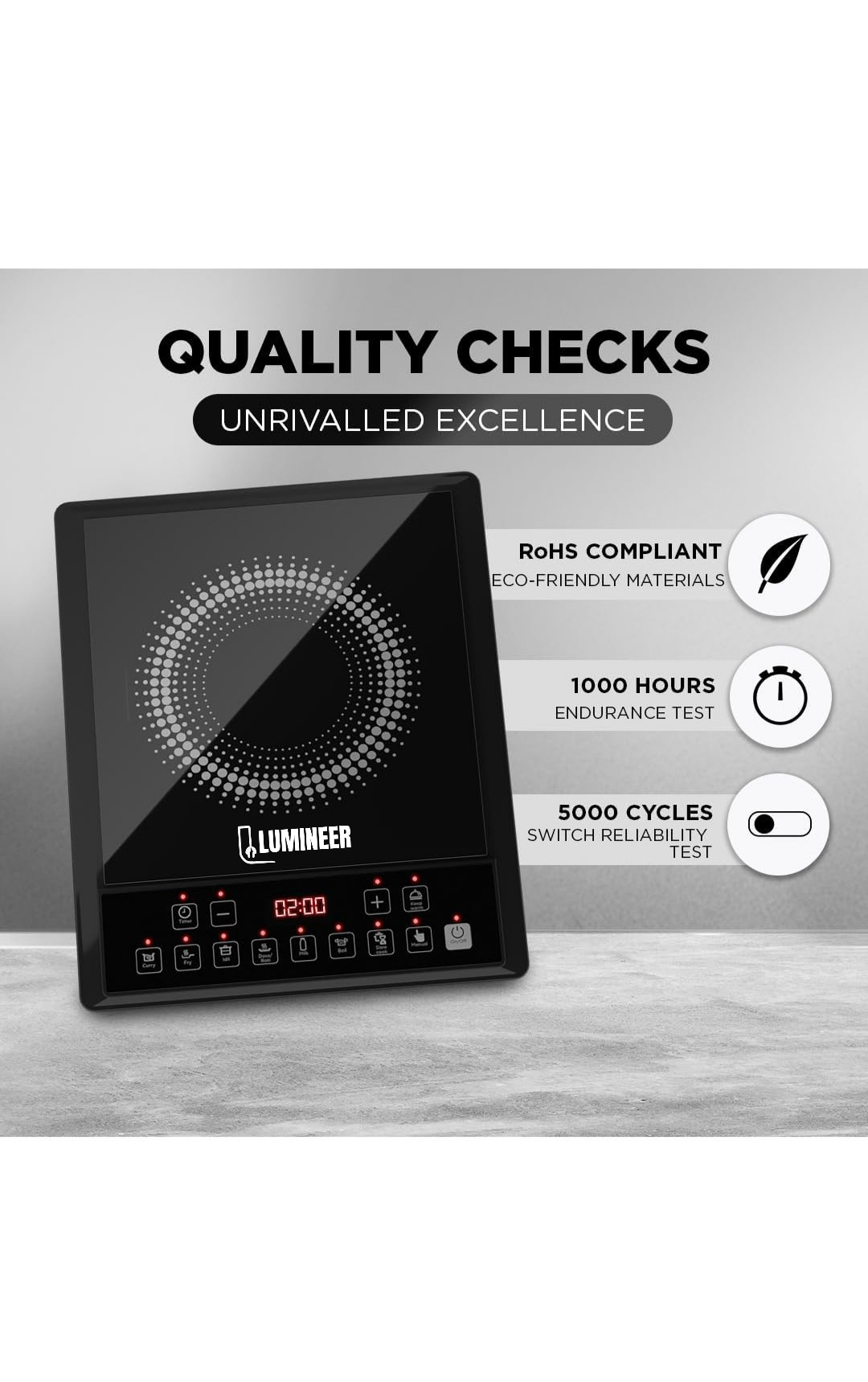 LUMINEER Smart Induction Cooktop – 8 Preset Modes with Voltage Protection