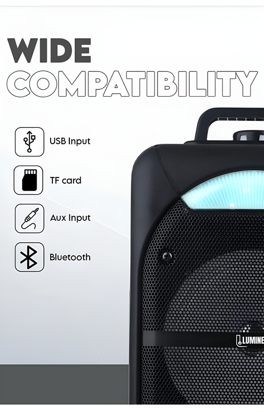 LUMINEER 8" Portable Party Speaker with Mic & RGB Lights