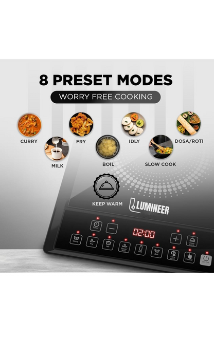 LUMINEER Smart Induction Cooktop – 8 Preset Modes with Voltage Protection