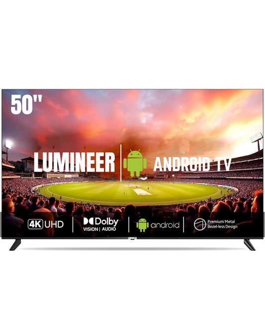 LUMINEER 50" Smart Android LED TV. 4K Ultra HD Picture Quality. Dolby Vision with Dolby Audio.