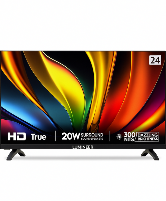 LUMINEER 24” HD LED TV – True Display with 20W Surround Sound & 300 Nits Brightness